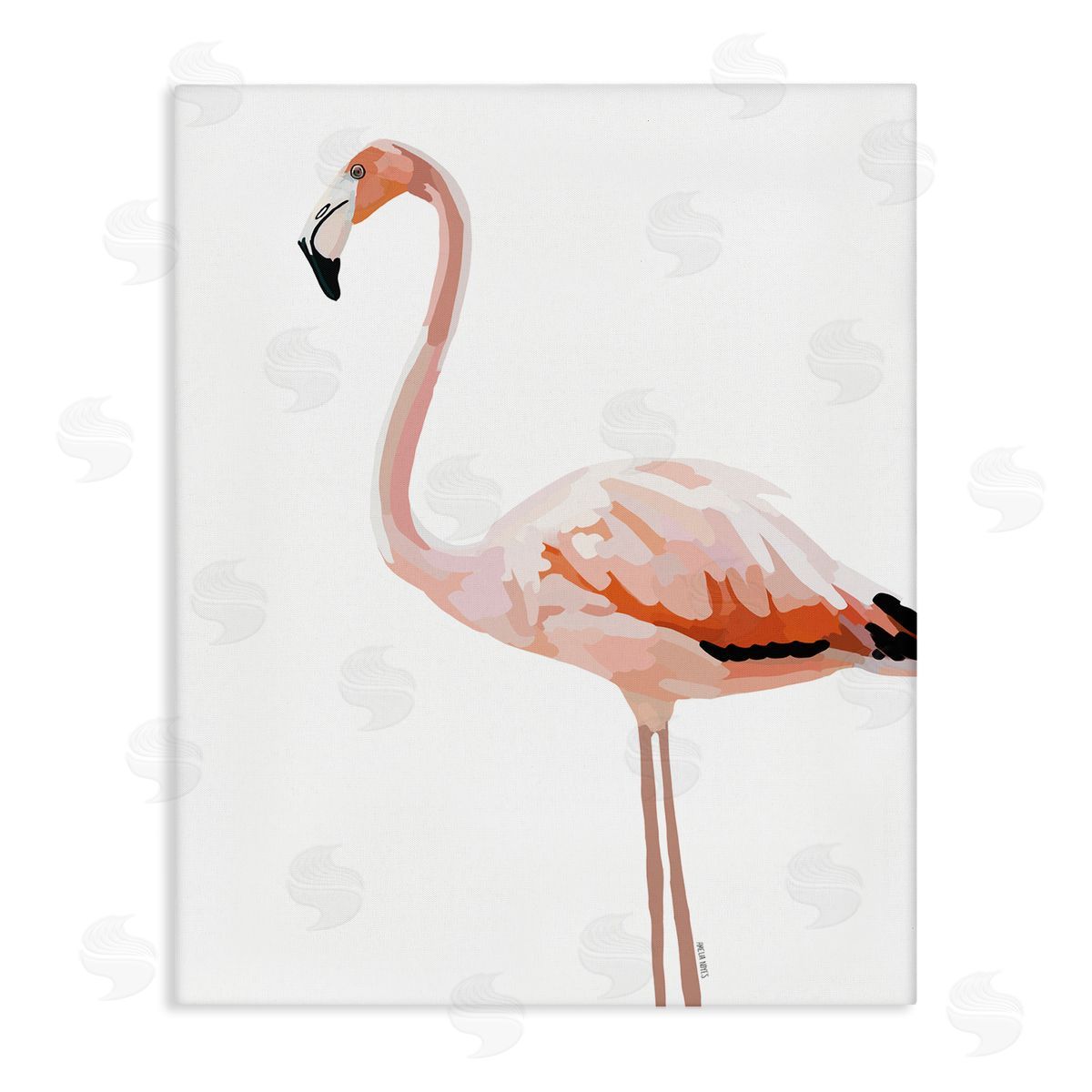 Amelia Noyes Tropical Pink Flamingo Bird Casual Animal Stretched Canvas Wall Art Print