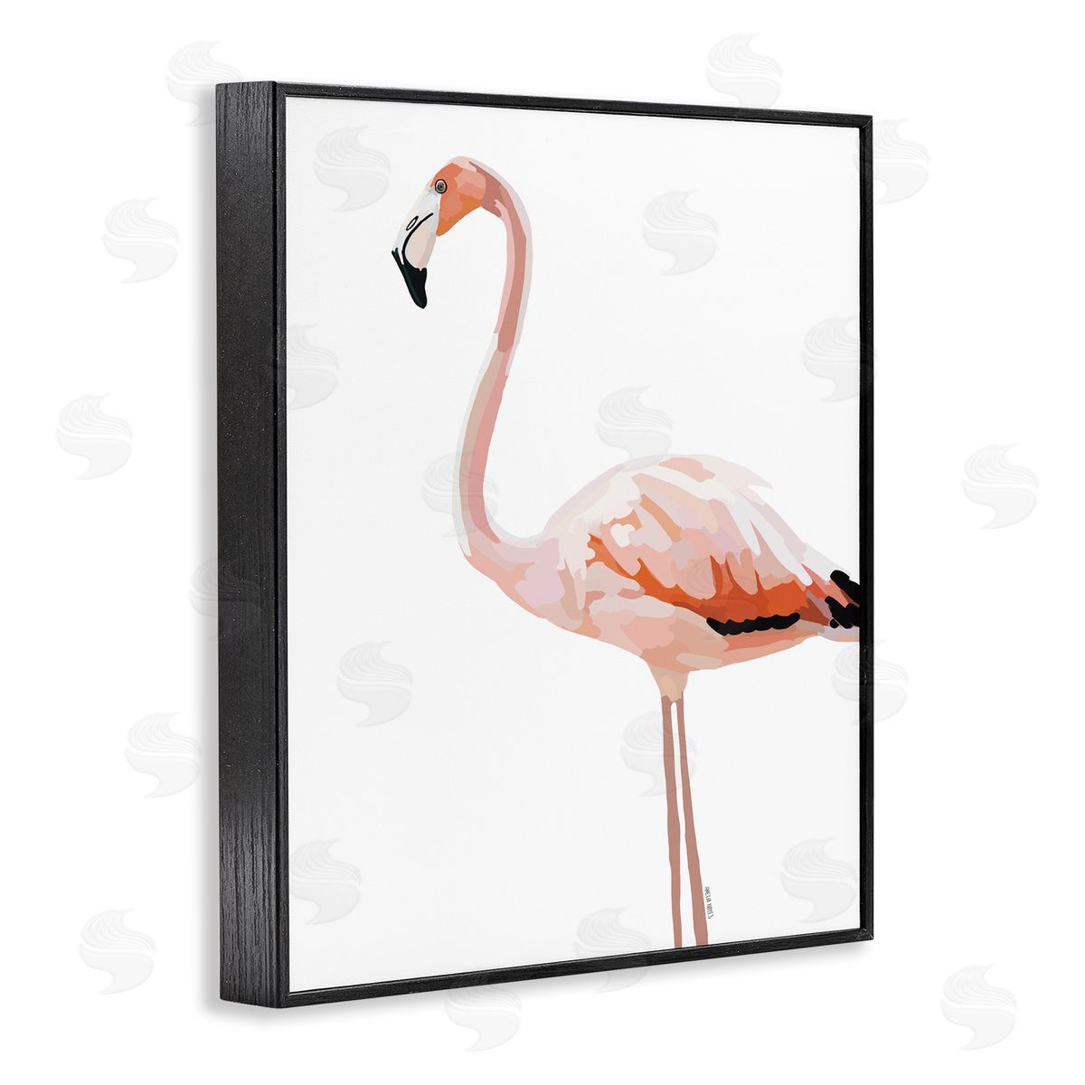 Amelia Noyes Tropical Pink Flamingo Bird Casual Animal Black Framed Giclee Wall Art Print