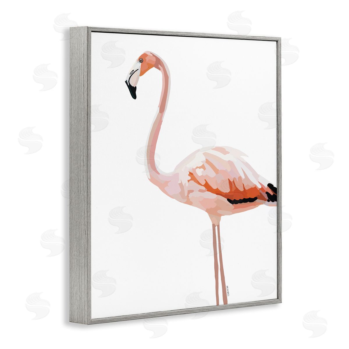 Amelia Noyes Tropical Pink Flamingo Bird Casual Animal Gray Framed Giclee Wall Art Print