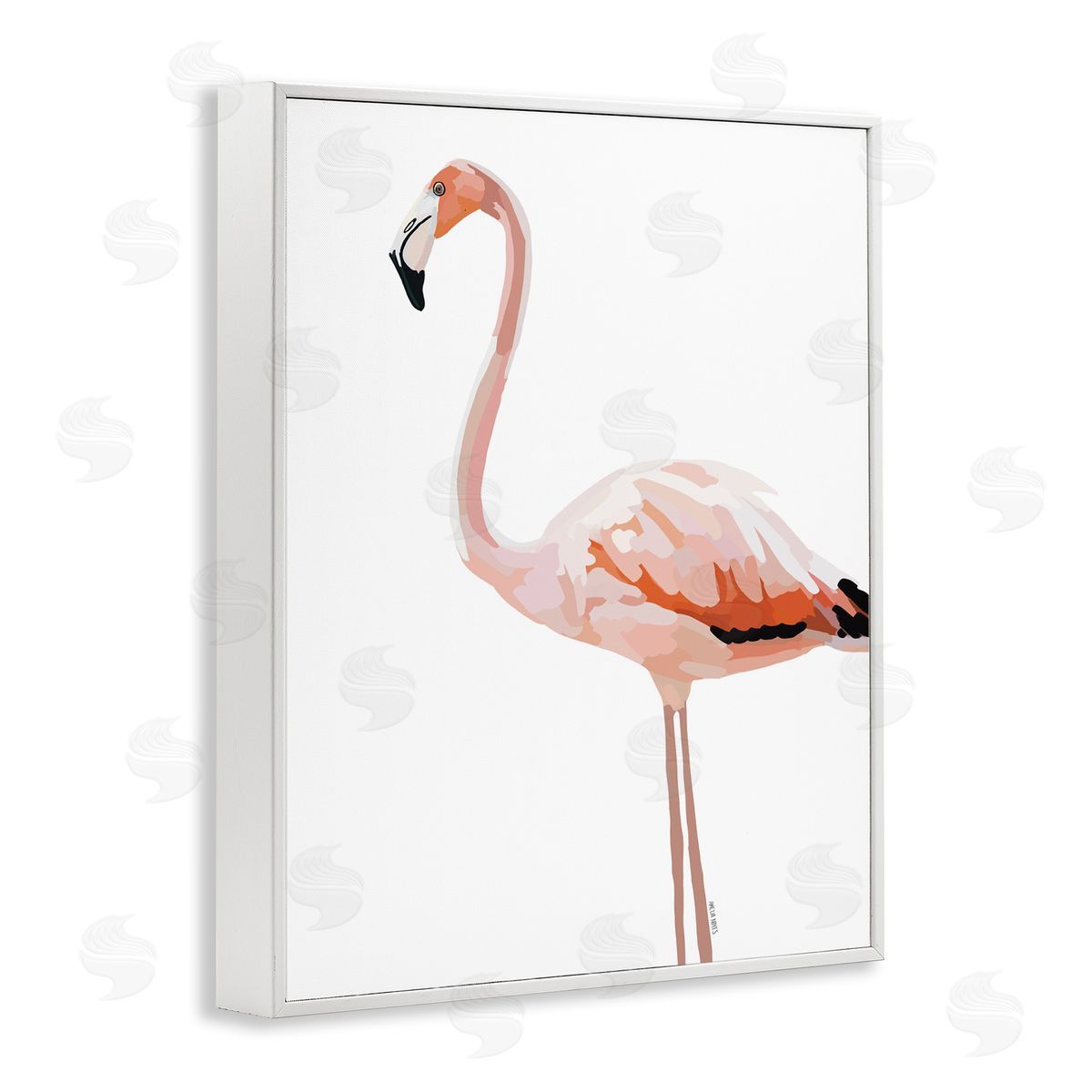 Amelia Noyes Tropical Pink Flamingo Bird Casual Animal White Framed Giclee Wall Art Print