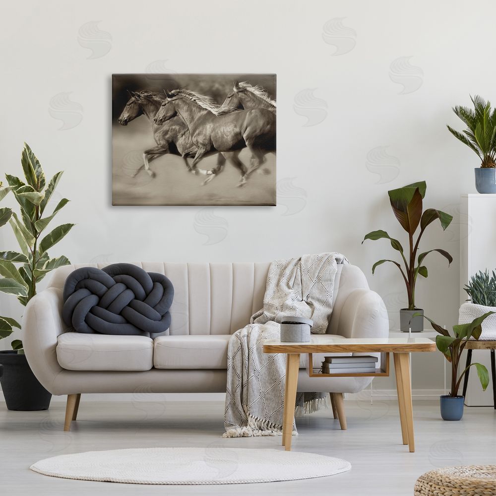 Lisa Dearing Galloping Horse Herd Trotting Wild Animal Photography Canvas Wall Art Print in Room