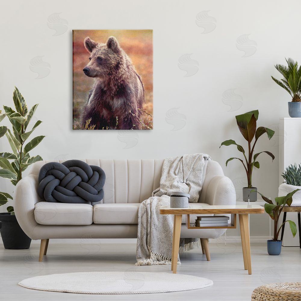 Alpenglow Workshop Majestic Baby Bear Warm Sunlit Forest Habitat  Canvas Wall Art Print in Room