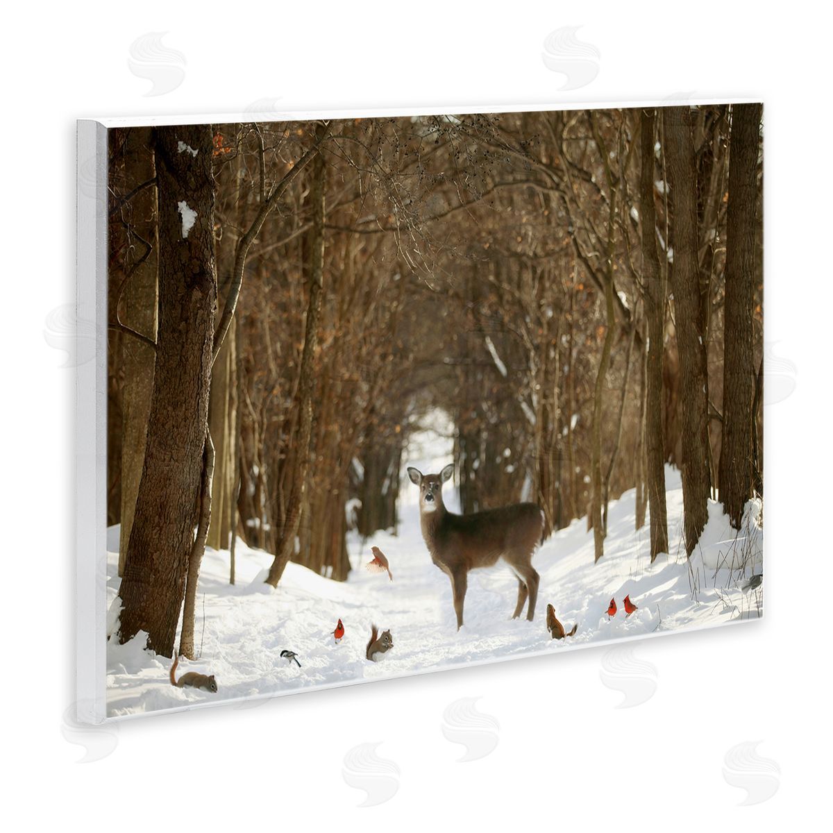 Carrie Ann Grippo-Pike Wild Forest Animals Gathered Amidst Snowy Trees Wall Plaque Art Print