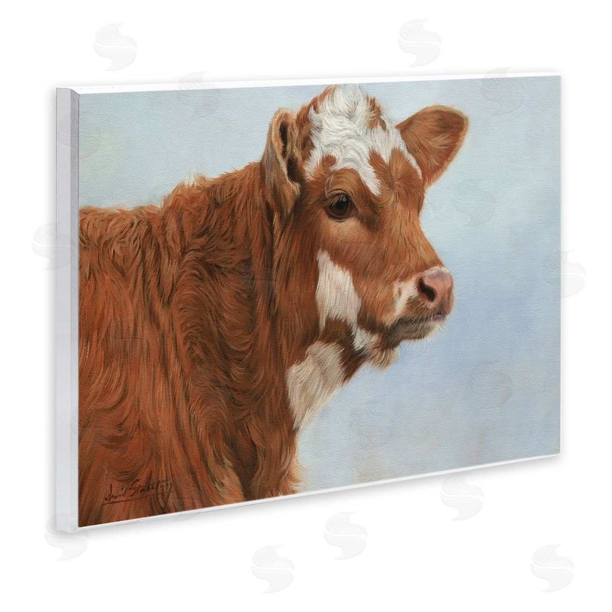 David Stribbling Brown Dairy Cow Detailed Farm Painting Wall Plaque Art Print