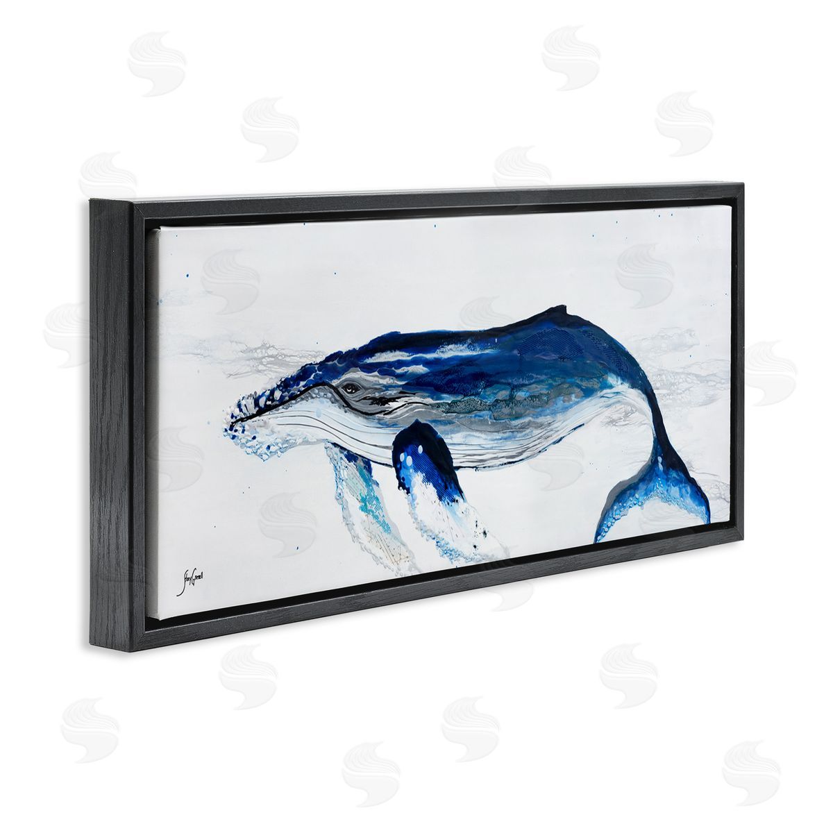 Stacy Gresell Vivid Blue Whale Swimming Marine Animal Sea Life