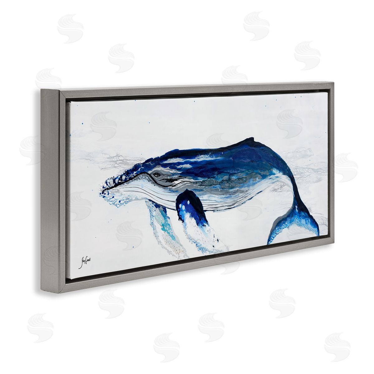 Stacy Gresell Vivid Blue Whale Swimming Marine Animal Sea Life