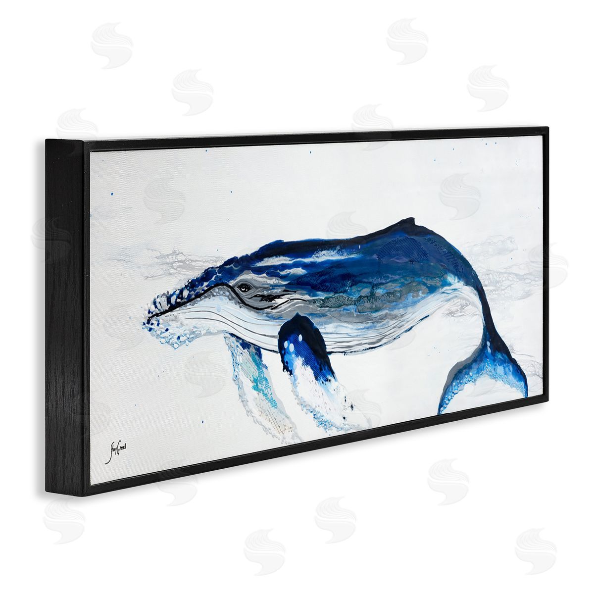 Stacy Gresell Vivid Blue Whale Swimming Marine Animal Sea Life