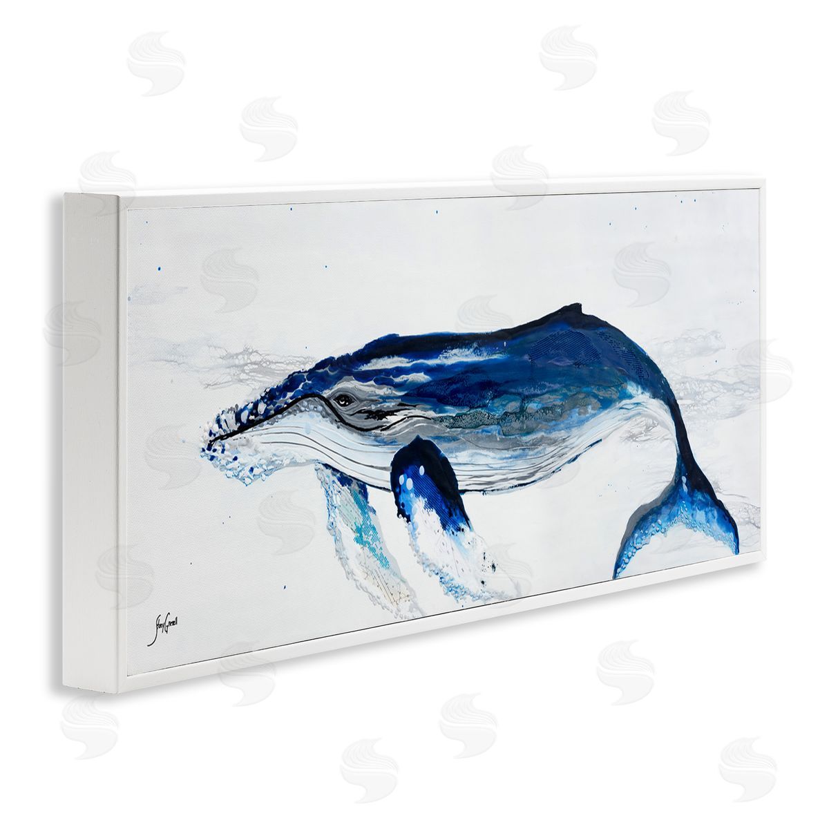 Stacy Gresell Vivid Blue Whale Swimming Marine Animal Sea Life