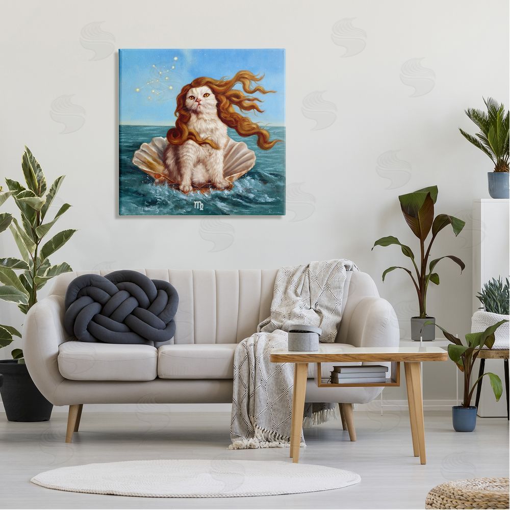 Lucia Heffernan Cat Ocean Seashell Scorpio Astrological Symbol Constellation Canvas Wall Art in Room