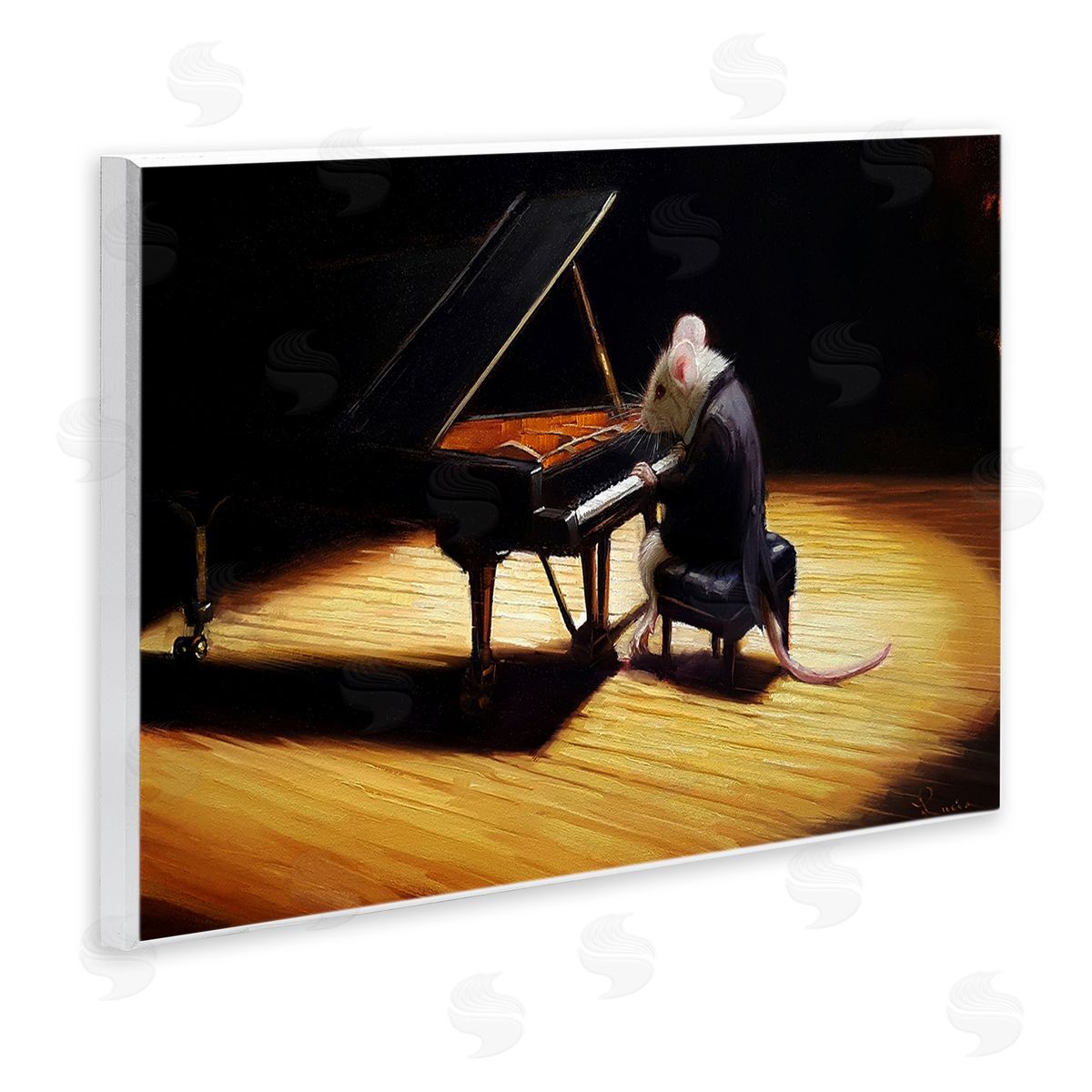 Lucia Heffernan Mouse Musician Playing Grand Piano Stage Spotlight Wall Plaque Art Print