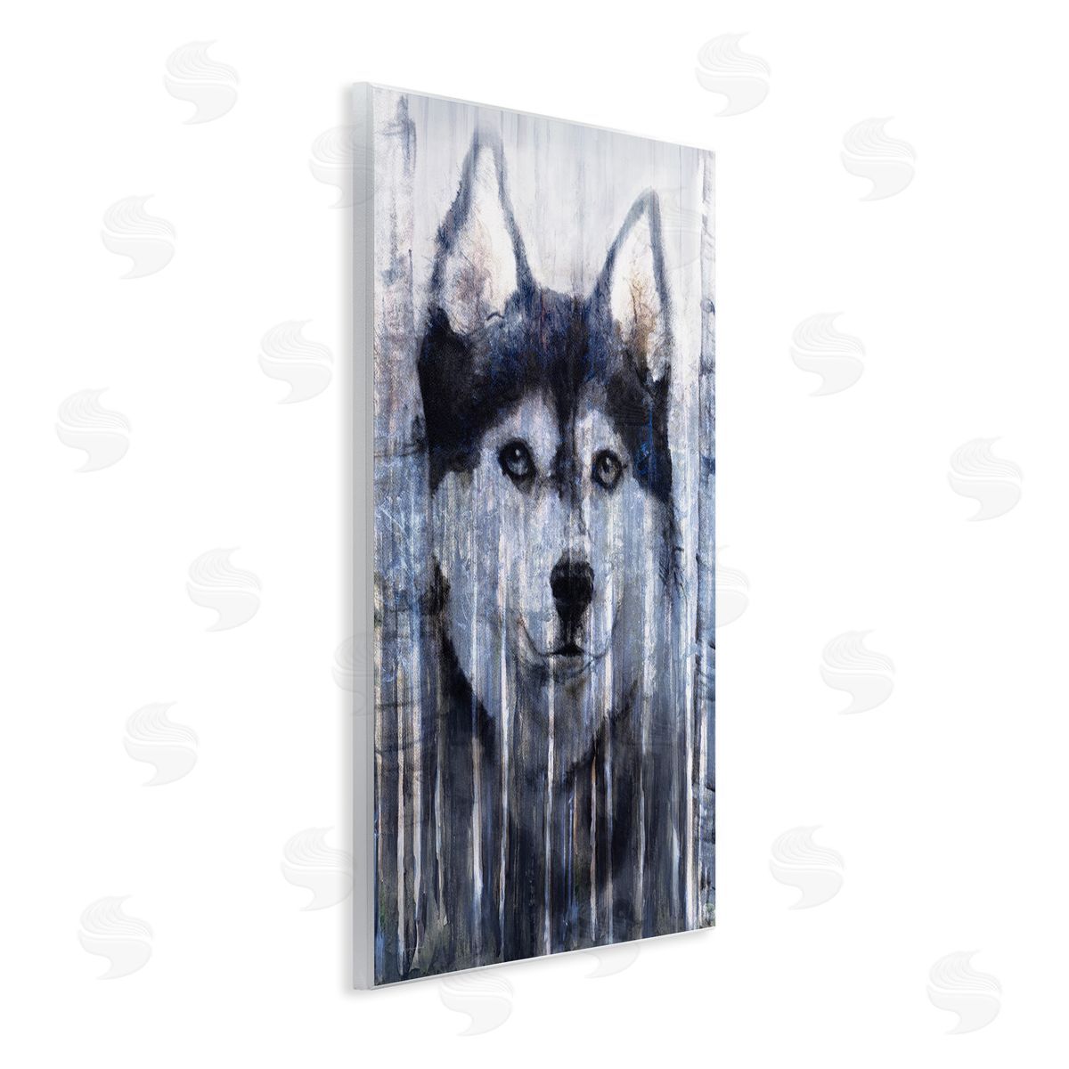 Kamdon Kreations Smiling Husky Dog Rustic Birch Tree Overlay Wall Plaque Art Print