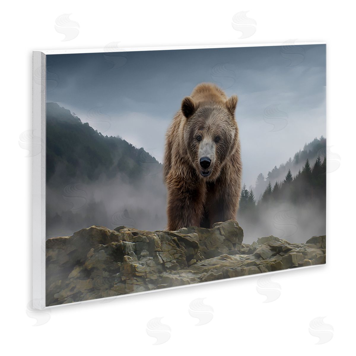 Kelley Parker Roaring Brown Grizzly Bear Rocky Mountain Top View Wall Plaque Art Print