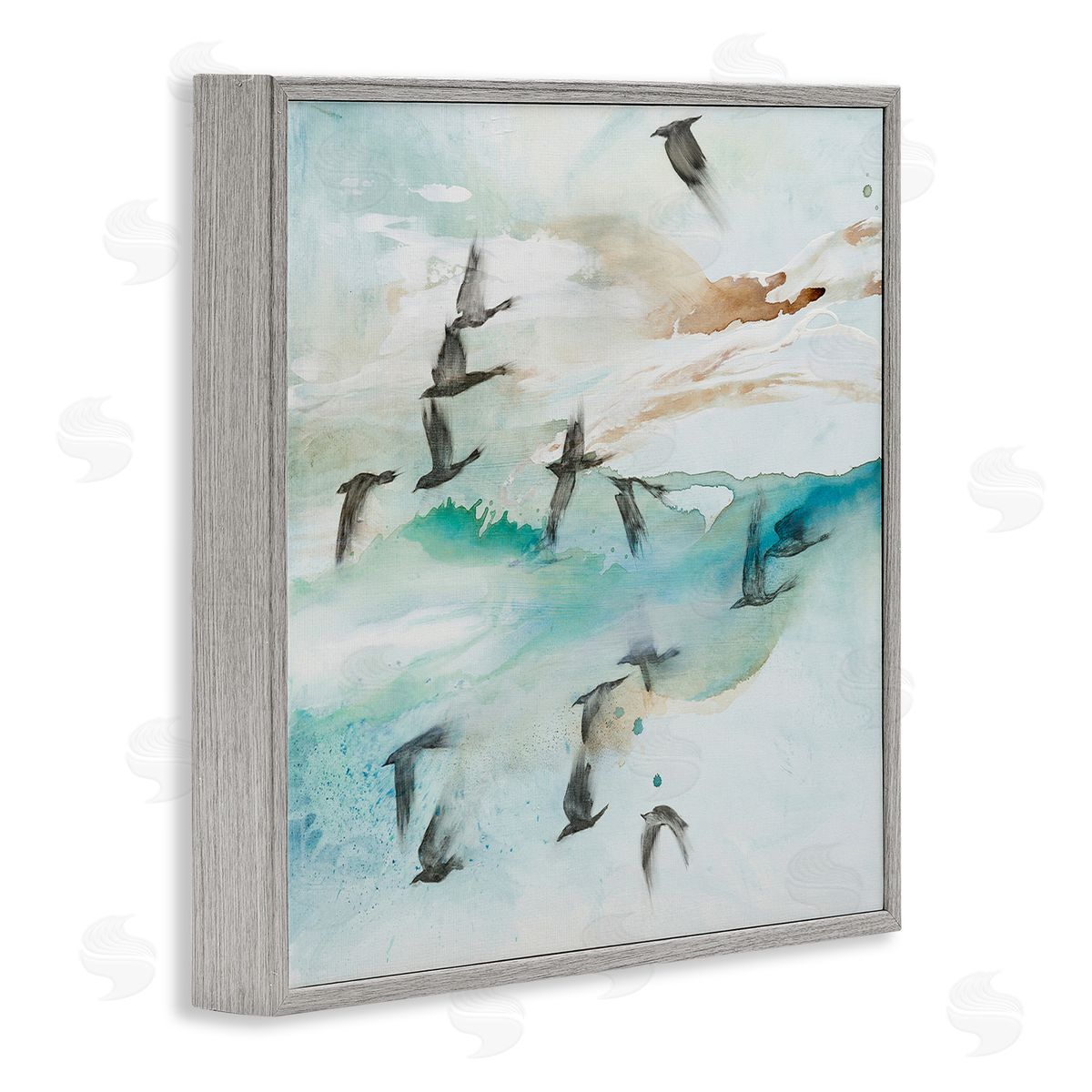 Tara Leaver Contemporary Bird Wings Flapping Speckled Watercolor Detail Gray Framed Glicee Wall Art Print