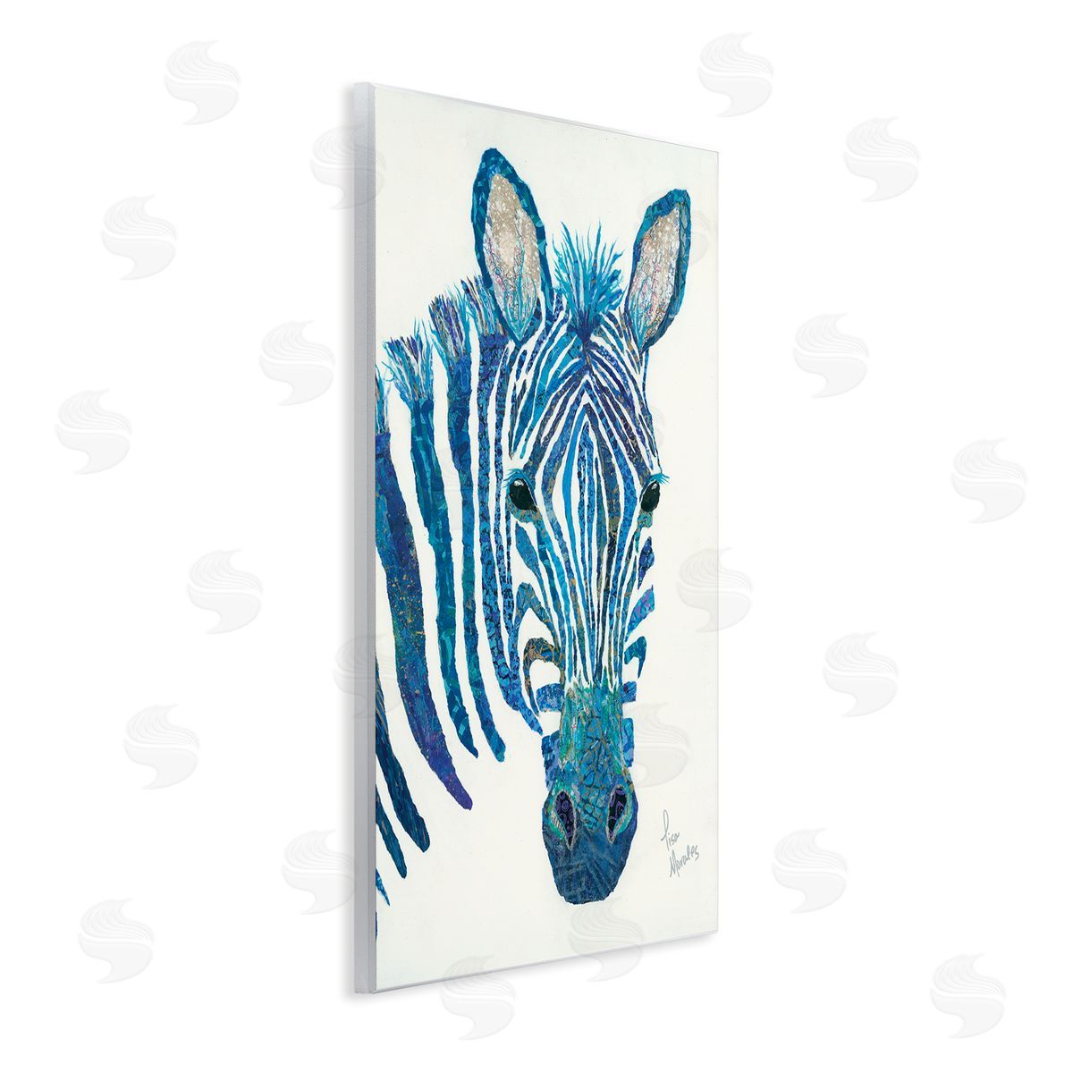 Lisa Morales Blue Zebra Stripes Wildlife Portrait  Wall Plaque Art Print