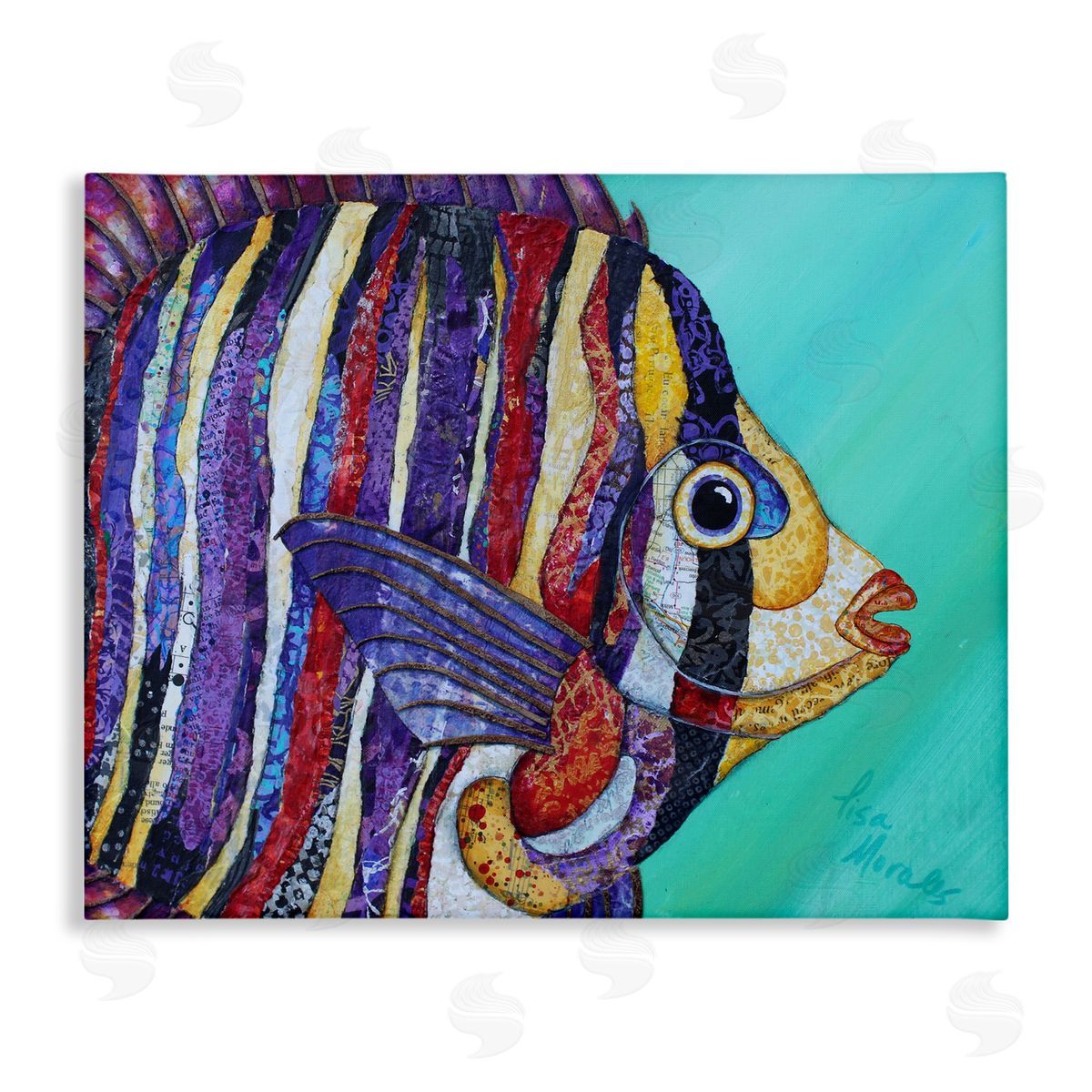 Lisa Morales Broad Fin Varied Layered Stripes Aquatic Fish Stretched Canvas Wall Art Print