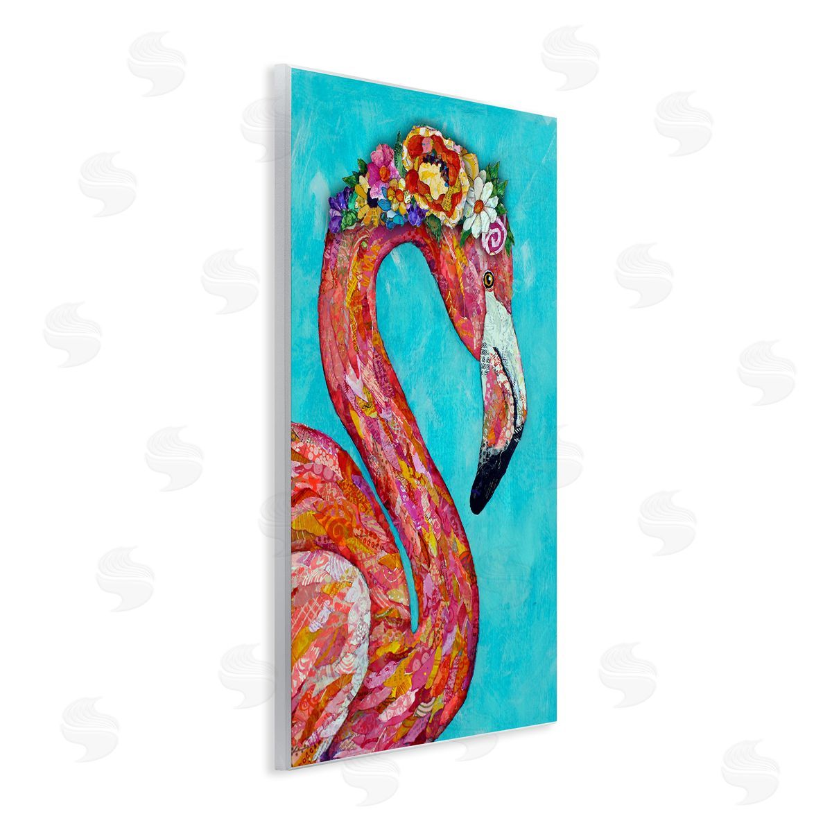 Lisa Morales Floral Flamingo Bird Bold Saturated Blossoms  Wall Plaque Art Print