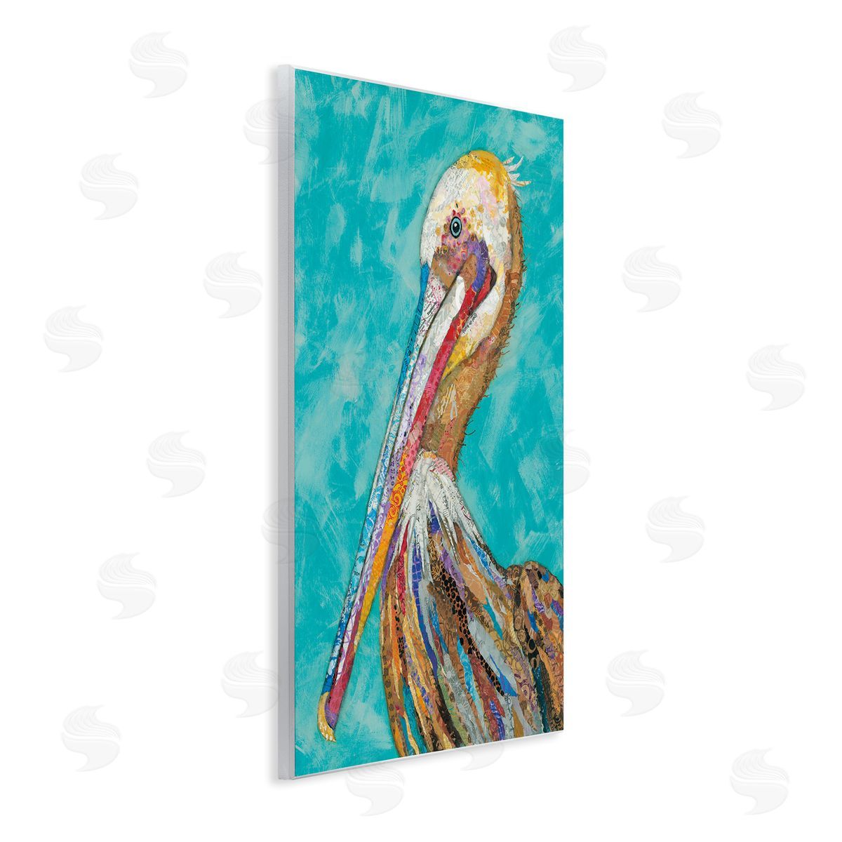 Lisa Morales Bold Pelican Bird Varied Pattern Stripes Wall Plaque Art Print