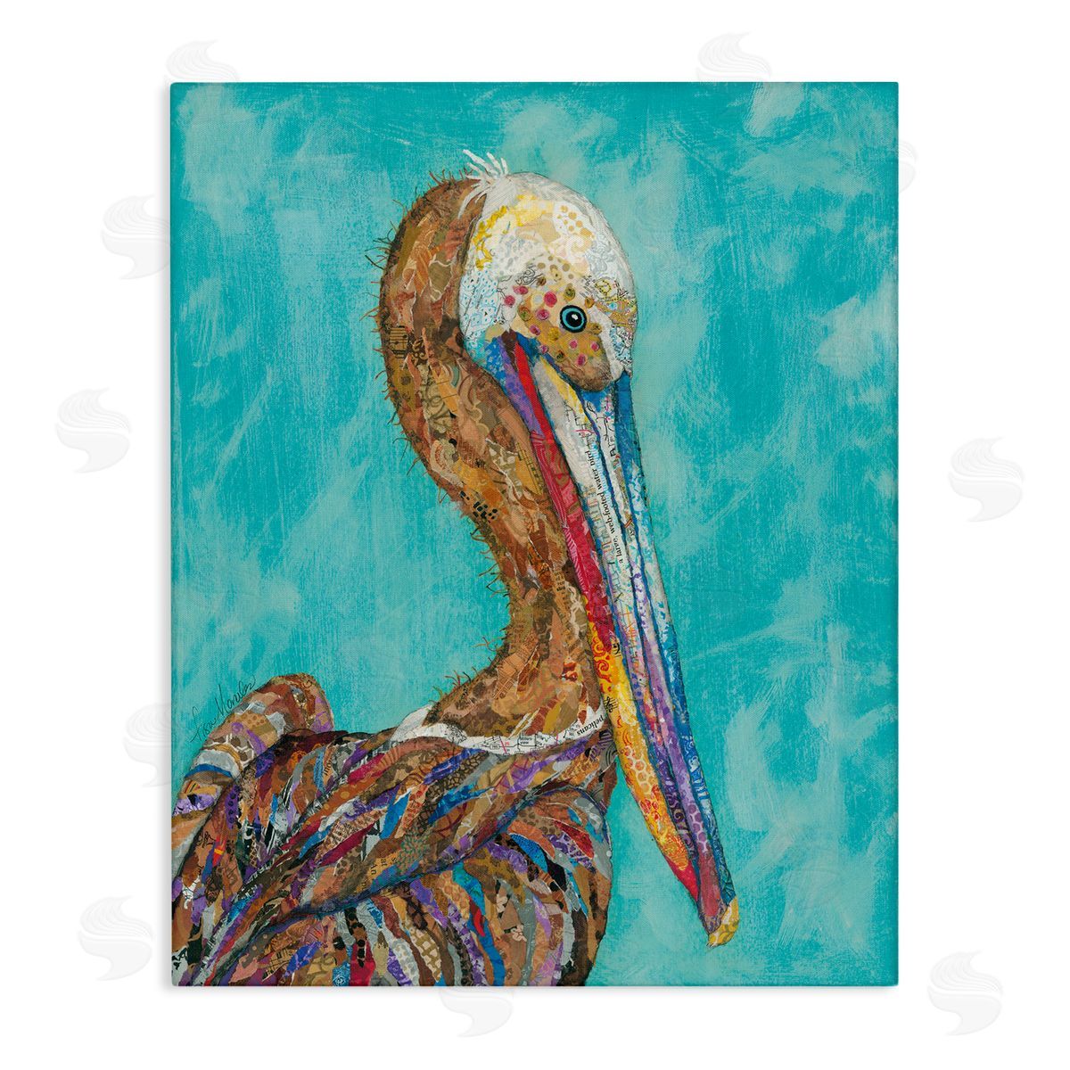 Lisa Morales Beautiful Pelican Bird Vivid d Patterns Stretched Canvas Wall Art Print