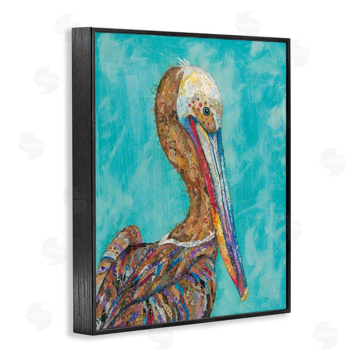 Lisa Morales Beautiful Pelican Bird Vivid d Patterns Black Framed Giclee Wall Art Print