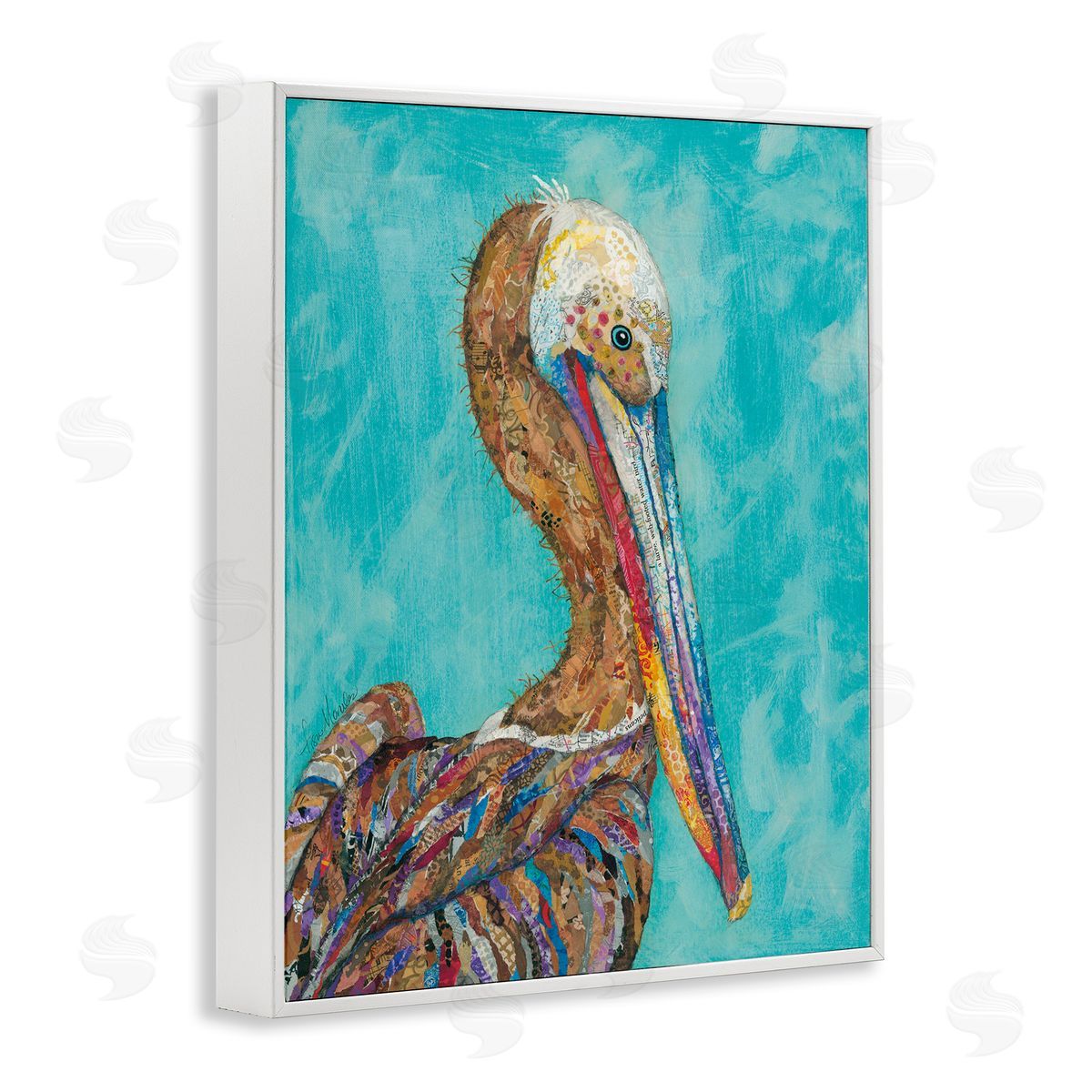 Lisa Morales Beautiful Pelican Bird Vivid d Patterns White Framed Giclee Wall Art Print