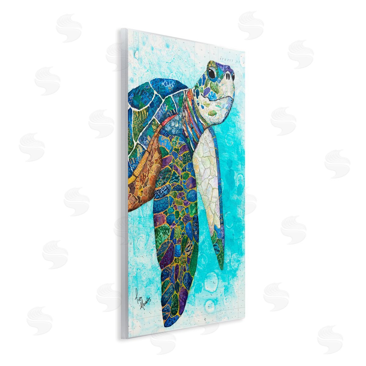 Lisa Morales Bold Aquatic Sea Turtle Pebbled Patterns  Wall Plaque Art Print