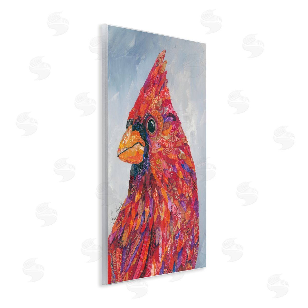 Lisa Morales The Messenger Red Cardinal Layered Bird Painting Wall Plaque Art Print