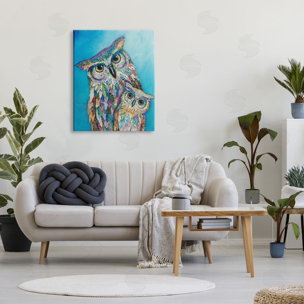 Lisa Morales Pair Wise Owls Varied Patterns Painting  Canvas Wall Art Print in Room