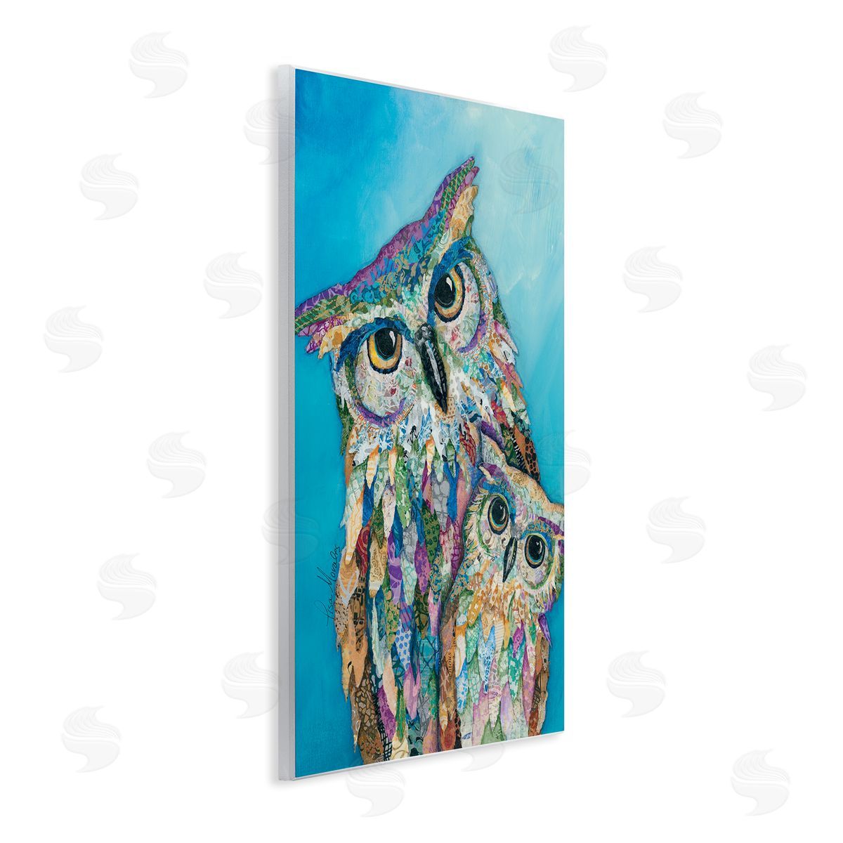 Lisa Morales Pair Wise Owls Varied Patterns Painting  Wall Plaque Art Print