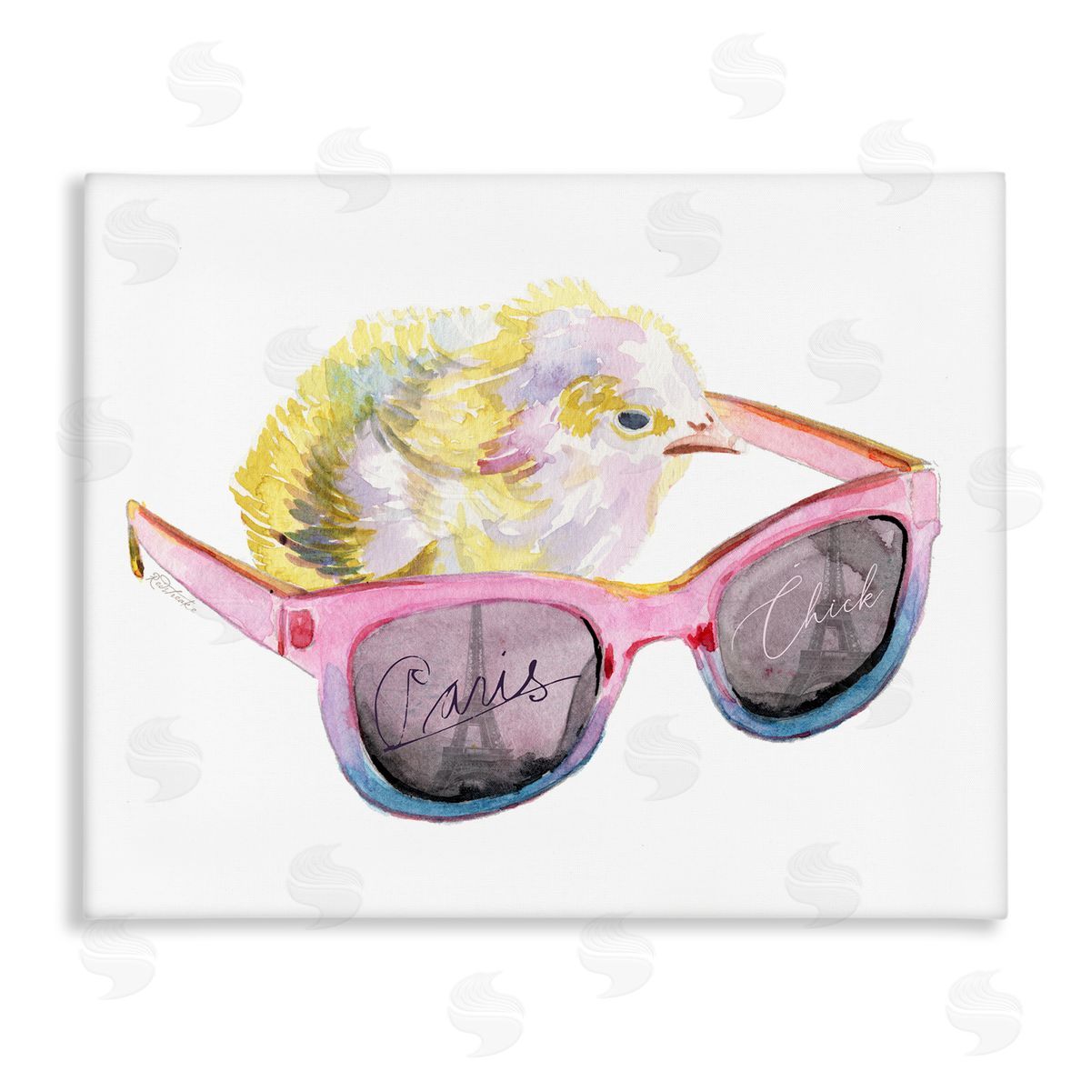 Jennifer Redstreake Paris Chick Glam Pink Sunglasses Fashion Animal Stretched Canvas Wall Art Print