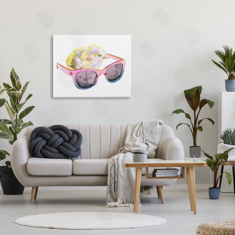 Jennifer Redstreake Paris Chick Glam Pink Sunglasses Fashion Animal Canvas Wall Art Print in Room