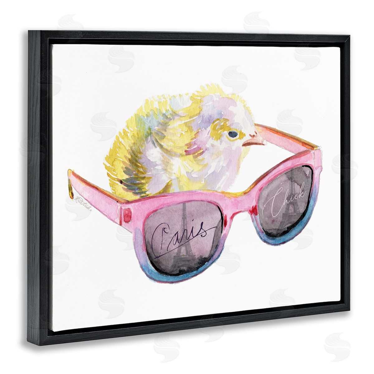 Jennifer Redstreake Paris Chick Glam Pink Sunglasses Fashion Animal Black Floating Frame Canvas Wall Art Print