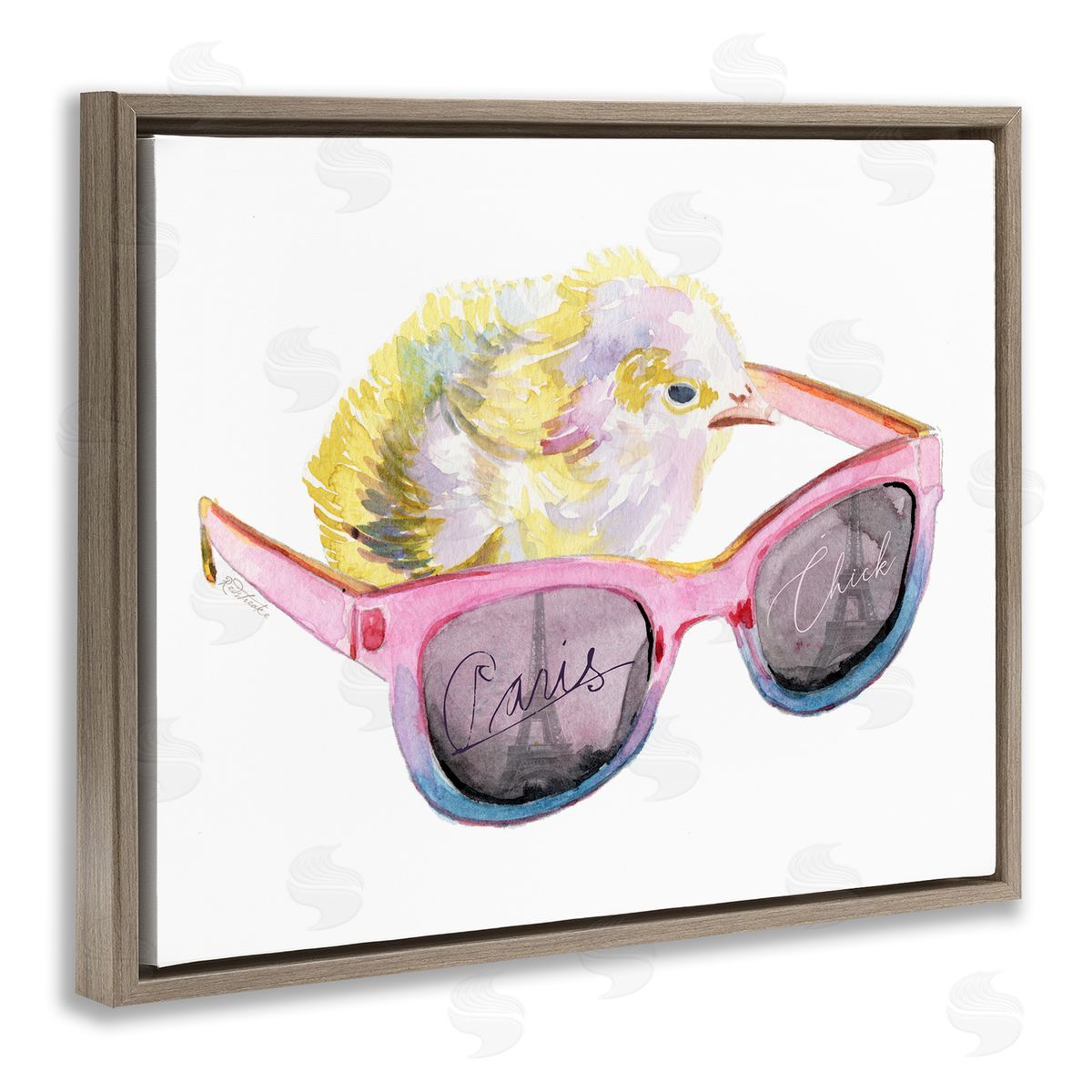 Jennifer Redstreake Paris Chick Glam Pink Sunglasses Fashion Animal Brown Floating Frame Canvas Wall Art Print