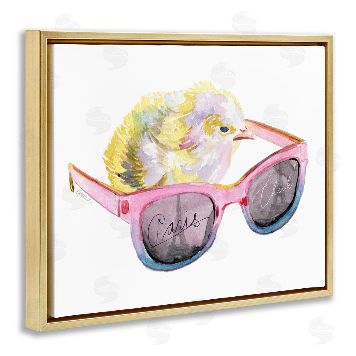 Jennifer Redstreake Paris Chick Glam Pink Sunglasses Fashion Animal Gold Floating Frame Canvas Wall Art Print