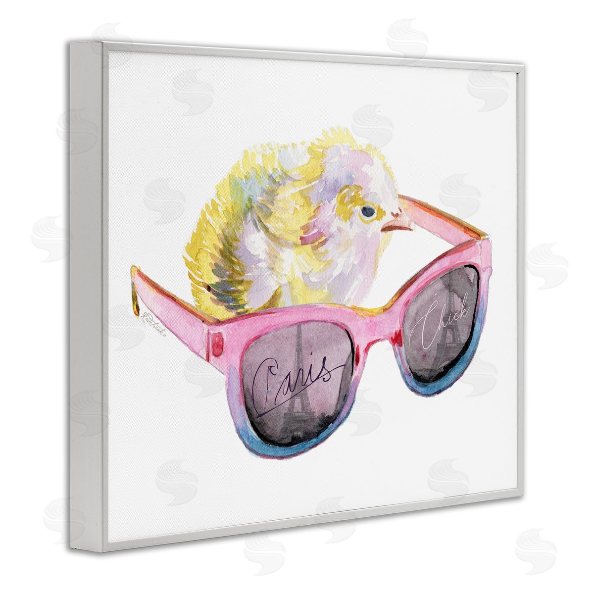 Jennifer Redstreake Paris Chick Glam Pink Sunglasses Fashion Animal White Framed Giclee Wall Art Print