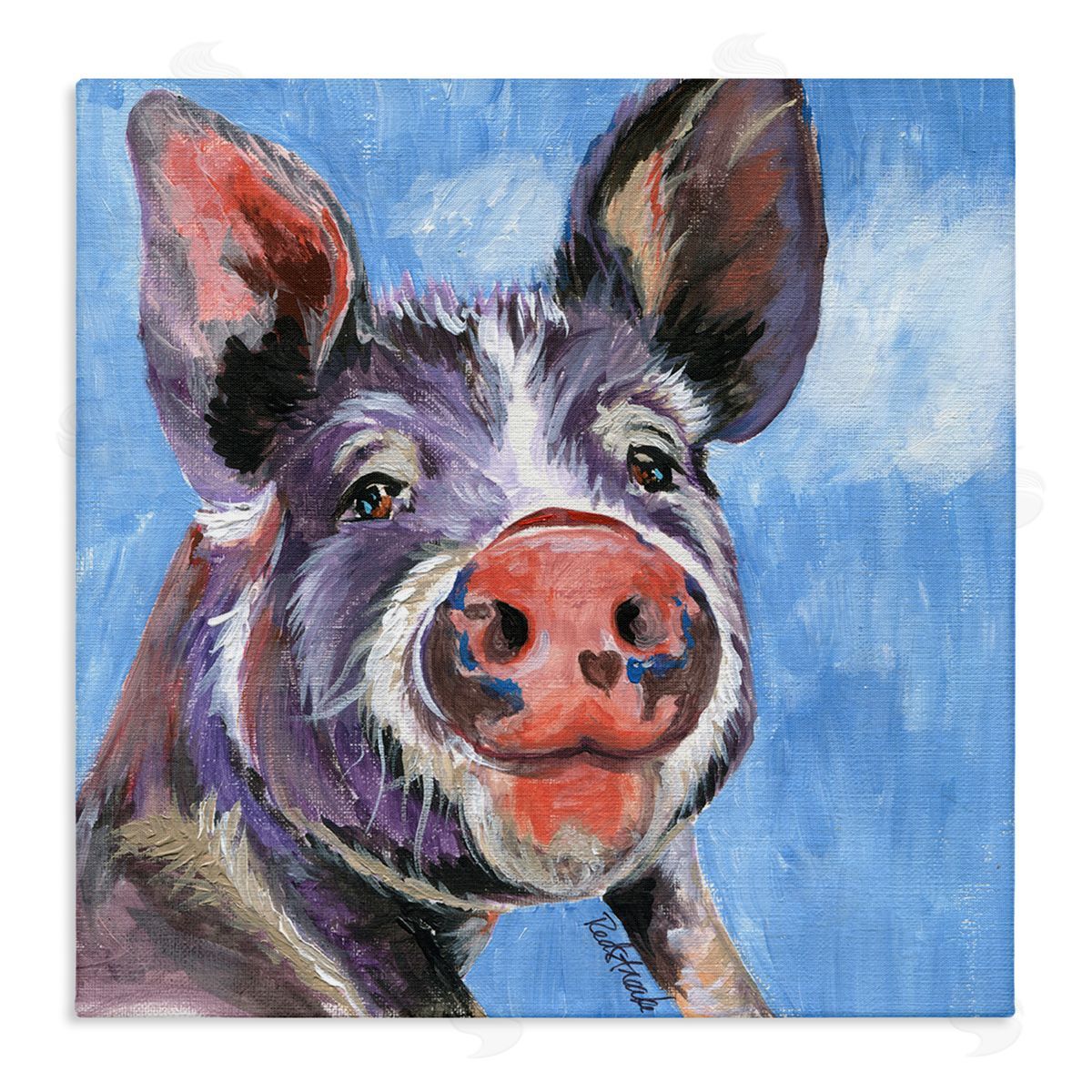 Jennifer Redstreake Intricate Pig Hog Painting Bold Contemporary Strokes Stretched Canvas Wall Art Print