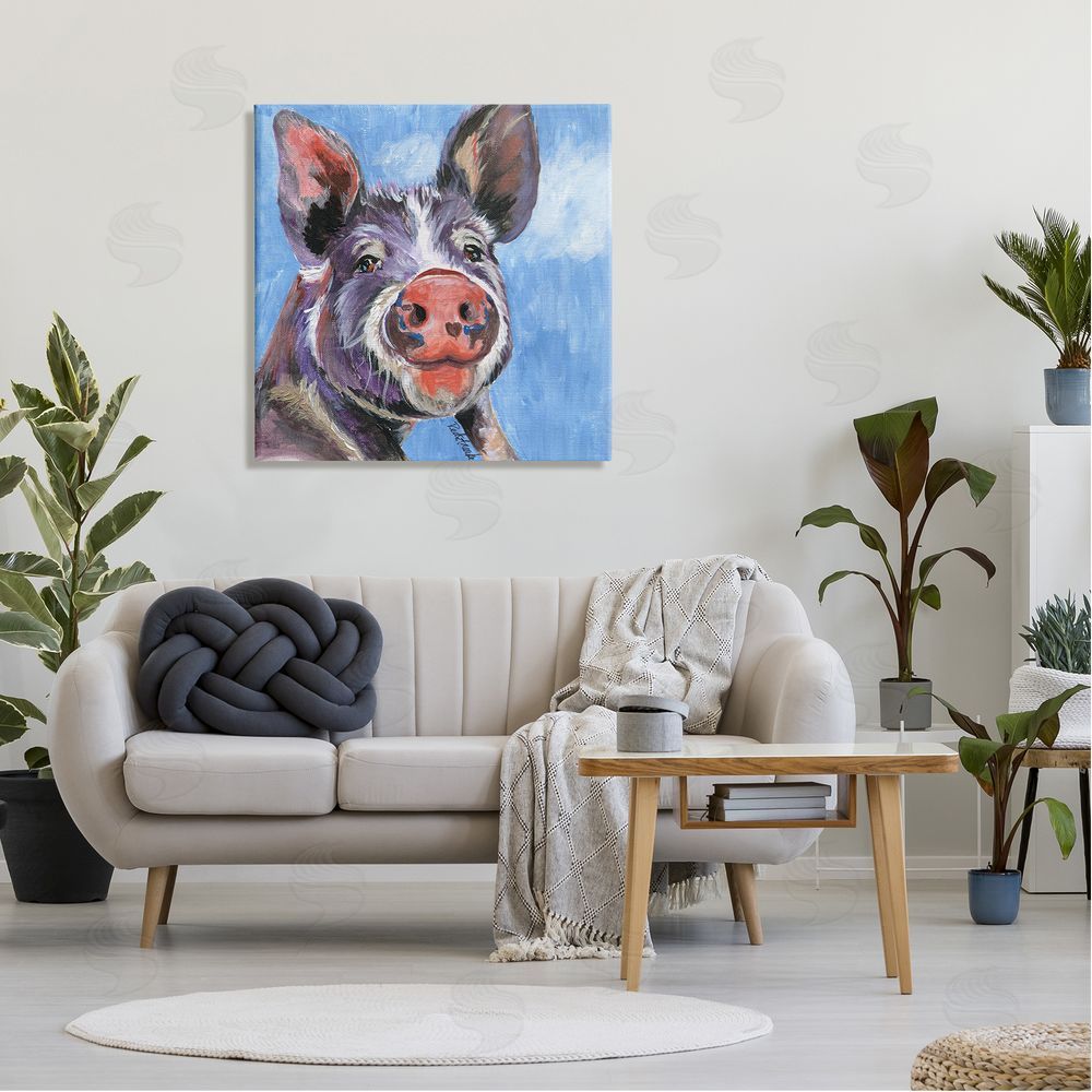 Jennifer Redstreake Intricate Pig Hog Painting Bold Contemporary Strokes Canvas Wall Art in Room
