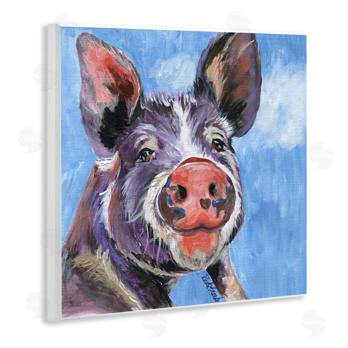 Jennifer Redstreake Intricate Pig Hog Painting Bold Contemporary Strokes Wooden Wall Plaque Art Print