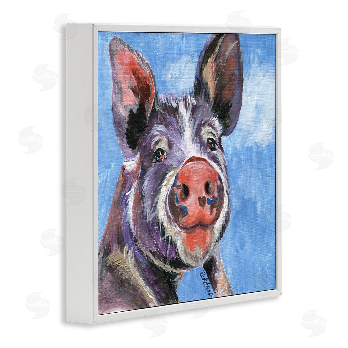 Jennifer Redstreake Intricate Pig Hog Painting Bold Contemporary Strokes White Framed Glicee Wall Art Print