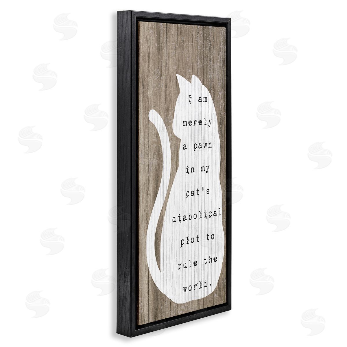 Stupell Studio Humorous Cat Quote Grainy Pattern Sitting Silhouette 