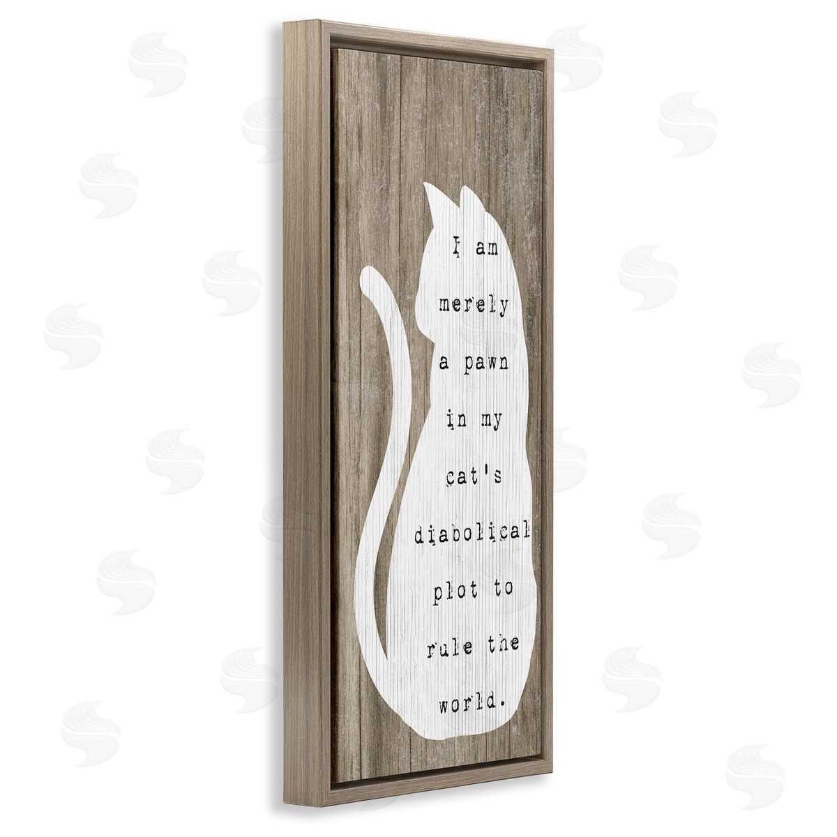 Stupell Studio Humorous Cat Quote Grainy Pattern Sitting Silhouette 