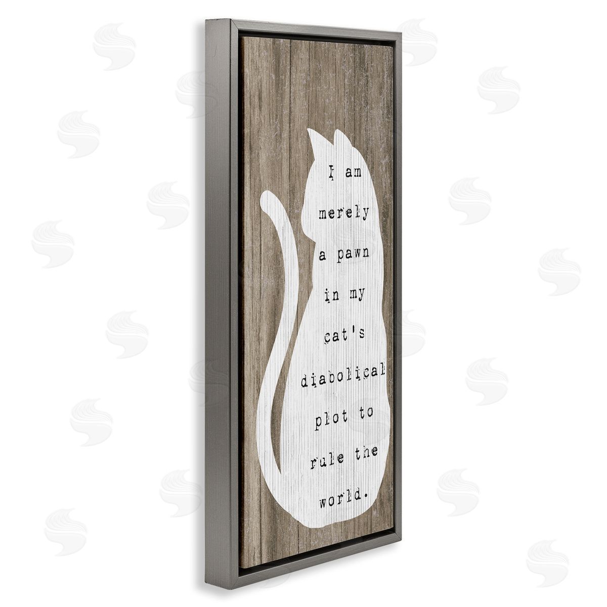 Stupell Studio Humorous Cat Quote Grainy Pattern Sitting Silhouette 