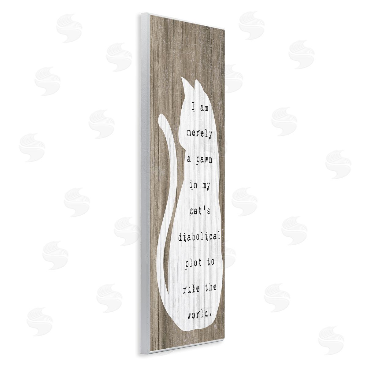 Stupell Studio Humorous Cat Quote Grainy Pattern Sitting Silhouette 