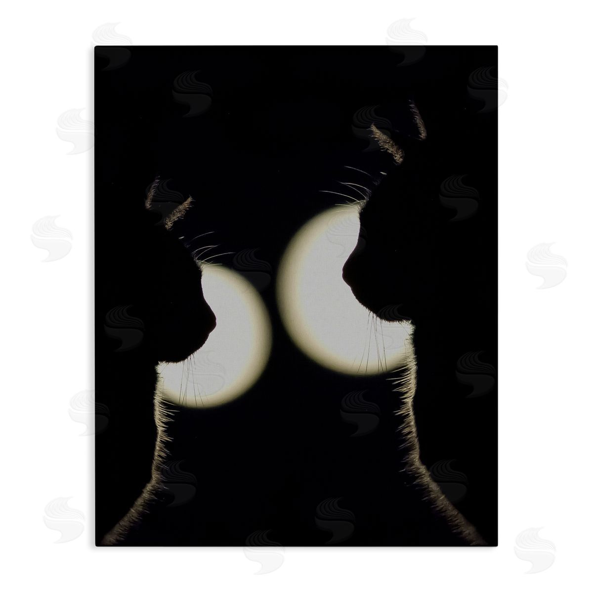 Stupell Studio Two Black Cats Silhouettes Nighttime Moonlight Animals Stretched Canvas Wall Art Print