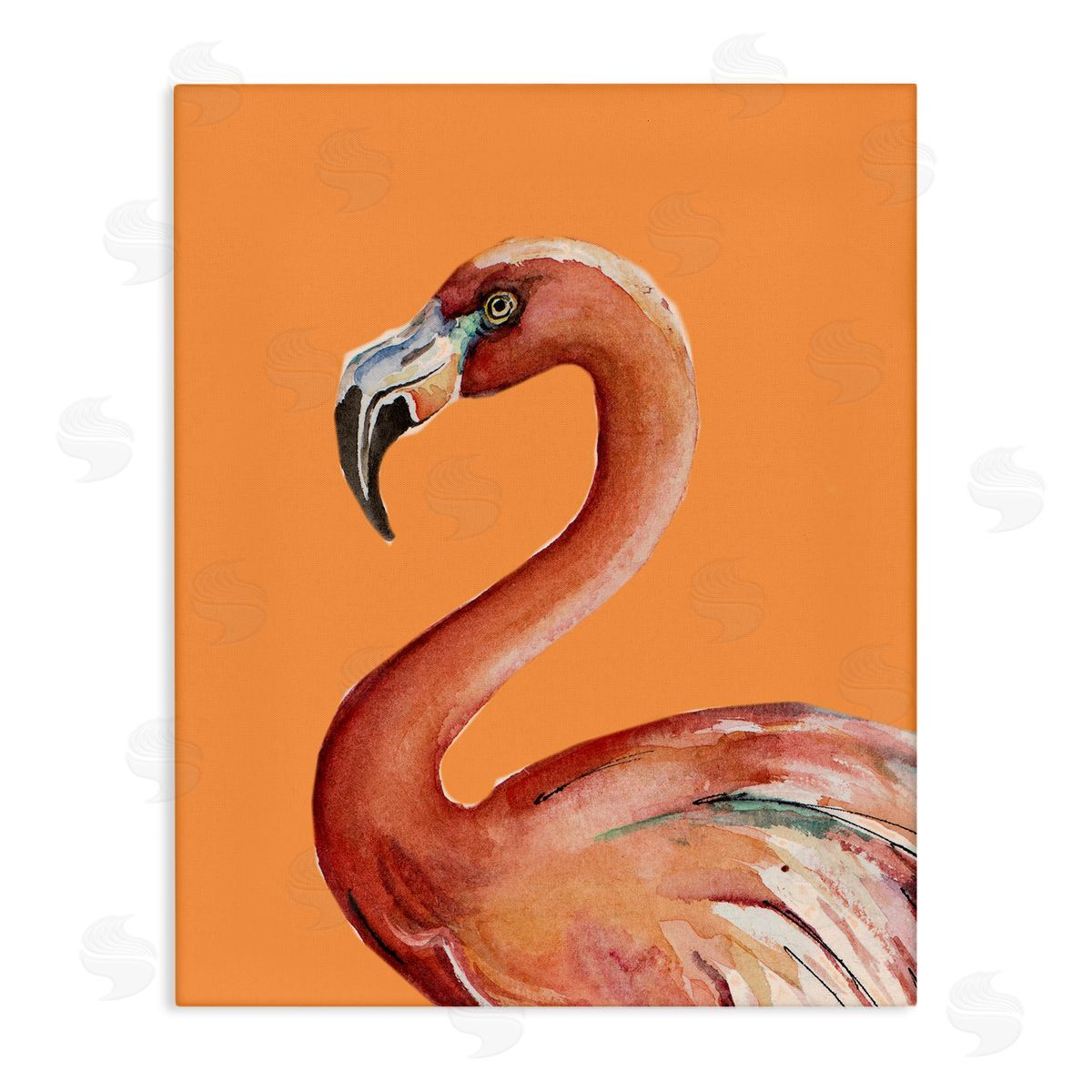 Patricia Pinto Tropical Flamingo Bird Portrait Watercolor Detail Stretched Canvas Wall Art Print