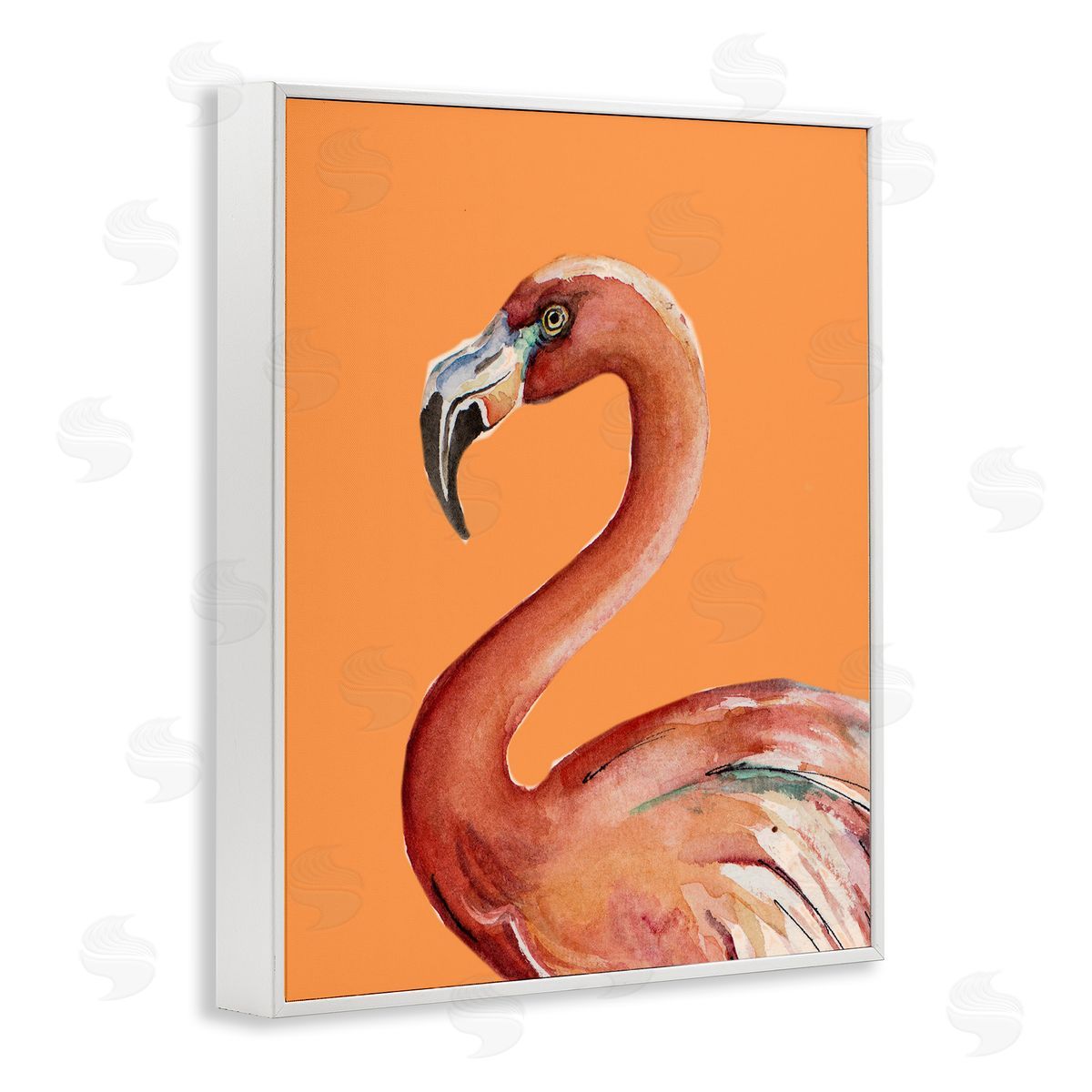 Patricia Pinto Tropical Flamingo Bird Portrait Watercolor Detail White Framed Giclee Wall Art Print