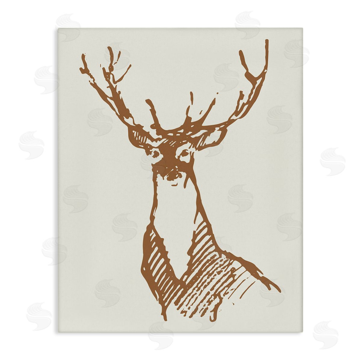 Valerie Wieners Modern Deer Antlers Ink Sketch Doodle  Stretched Canvas Wall Art Print