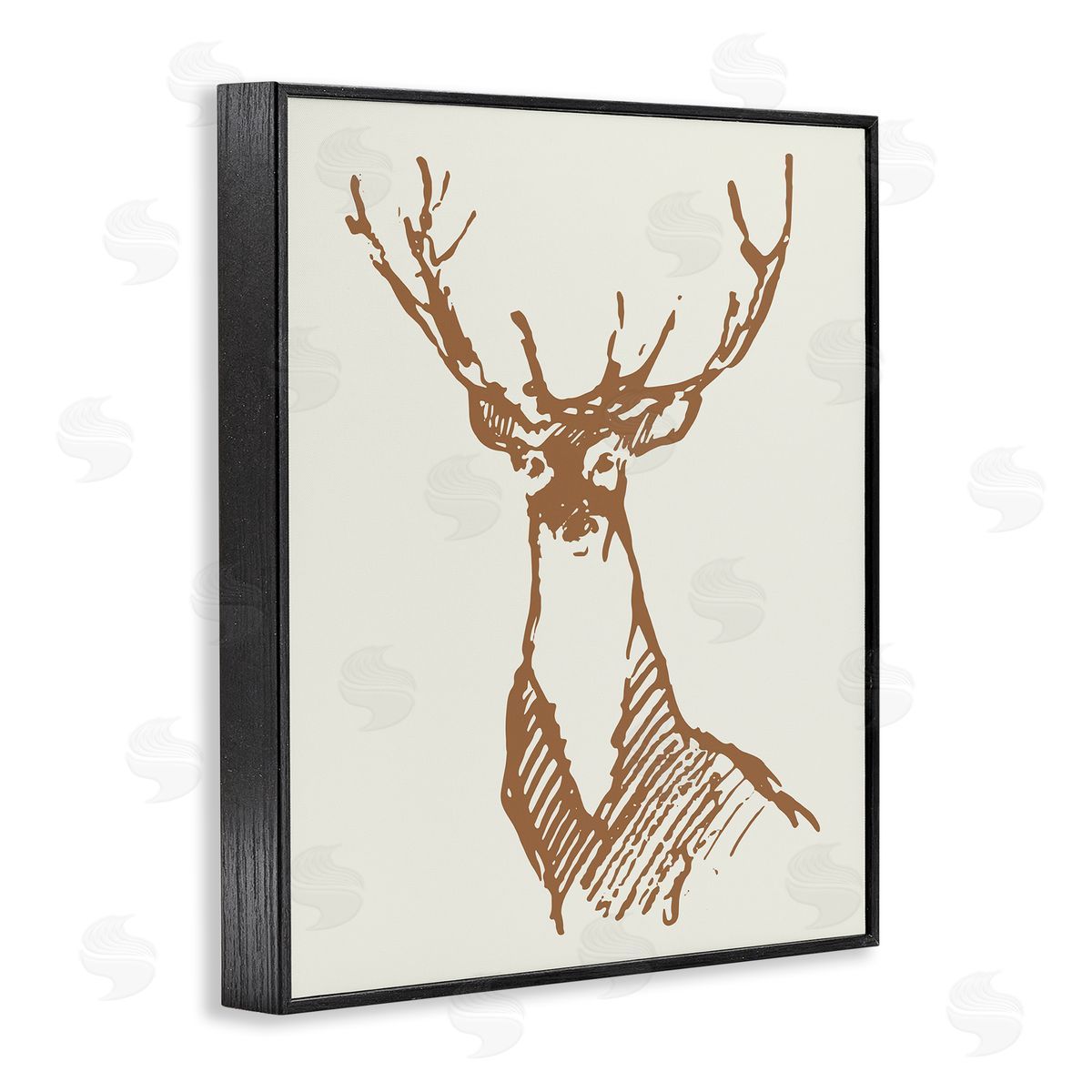 Valerie Wieners Modern Deer Antlers Ink Sketch Doodle  Black Framed Giclee Wall Art Print