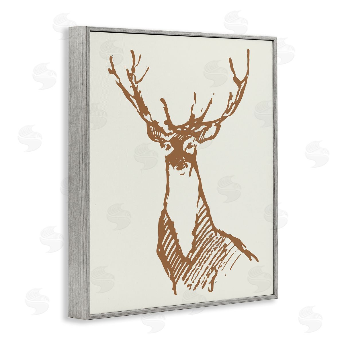 Valerie Wieners Modern Deer Antlers Ink Sketch Doodle  Gray Framed Giclee Wall Art Print