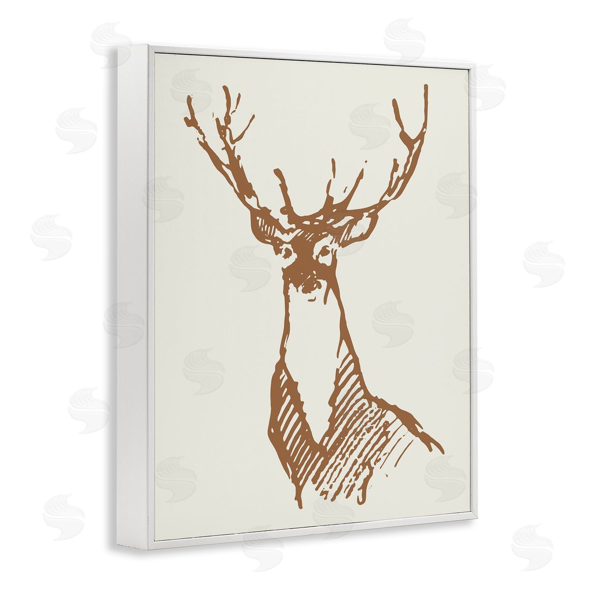 Valerie Wieners Modern Deer Antlers Ink Sketch Doodle  White Framed Giclee Wall Art Print