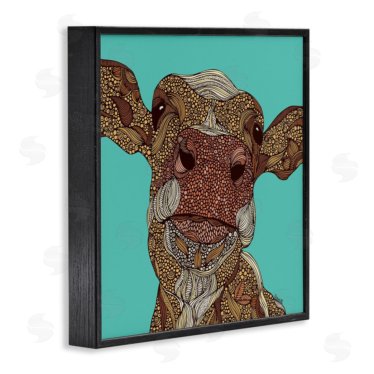 Valentina Harper Bold Calf Cow Intricate Inner Stripe Patterns Black Framed Glicee Wall Art Print